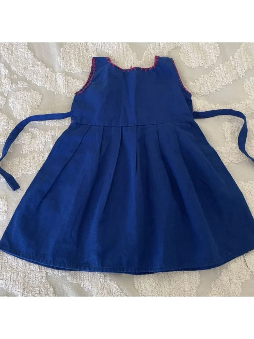Girls Mexican Embroidered Sundress Sleeveless A-Line Blue Toddler Kids 2T